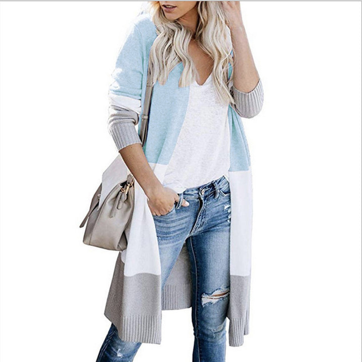 Damen Longline-Cardigan mit Colorblock-Design, offener Front und Rippsaum Echo Archiv