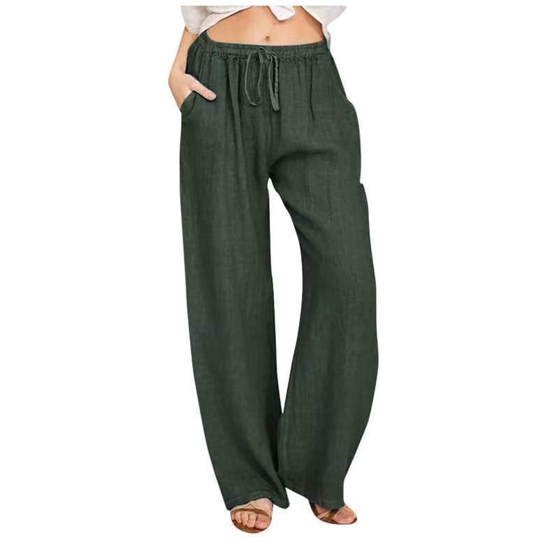 Damen nan weite Leinenhose mit Tunnelzug, hoher Bund und praktischen Seitentaschen Echo Archiv