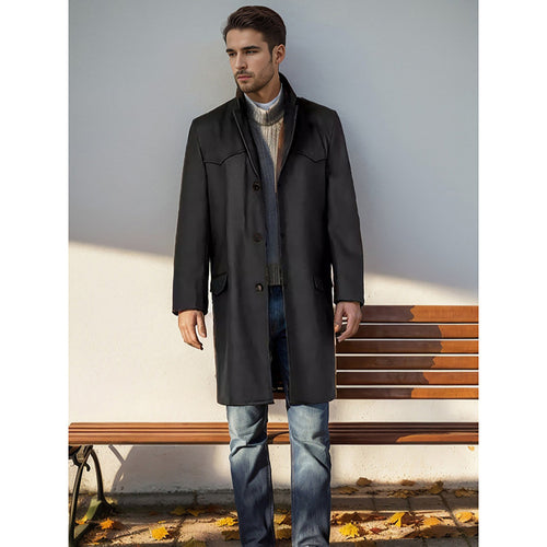 Herren eleganter Mantel mit hochwertigen Details und klassischem Schnitt Echoarchiv