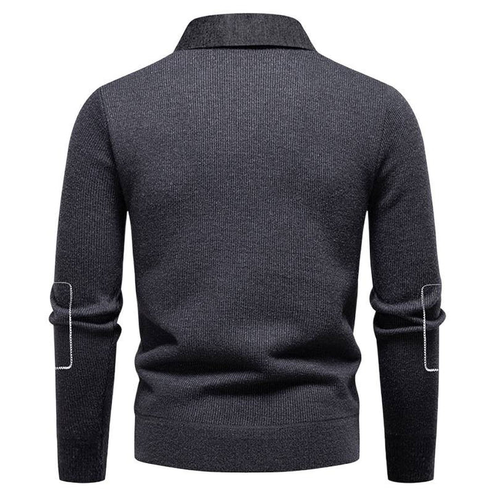 Herren eleganter Pullover mit Kragen und feinem Strickmuster Echoarchiv