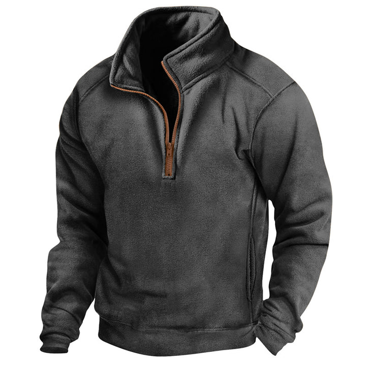 Herren Fleece-Pullover mit halbem Reißverschluss und strukturiertem Design Echoarchiv