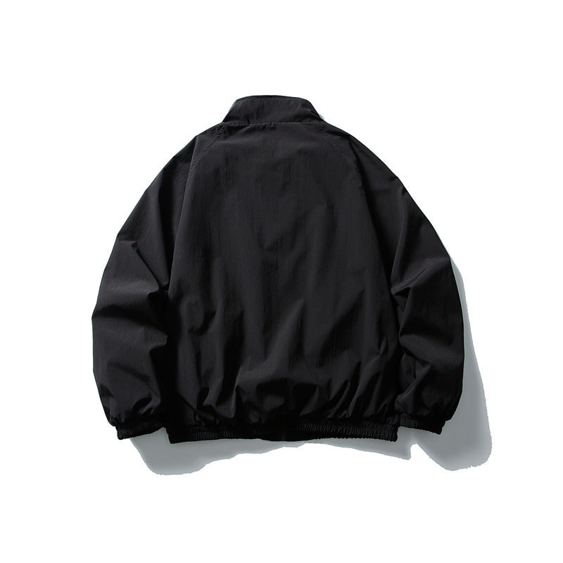 Unisex Leichte wasserabweisende Windjacke mit Stehkragen, Raglanärmeln und elastischem Saum Echoarchiv