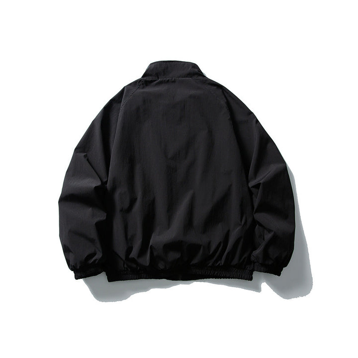 Unisex Leichte wasserabweisende Windjacke mit Stehkragen, Raglanärmeln und elastischem Saum Echoarchiv