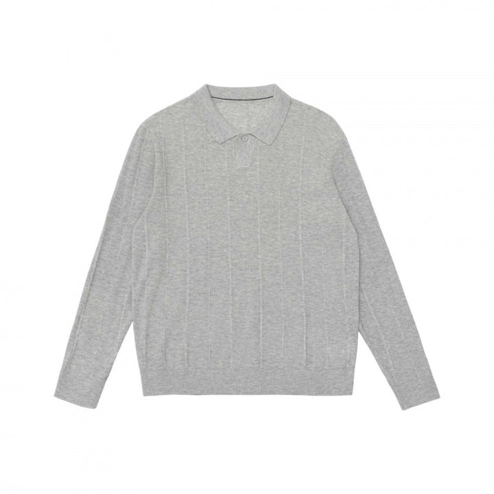 Herren Feinstrick-Poloshirt mit durchgehender Rippenstruktur und Hemdkragen Echo Archiv