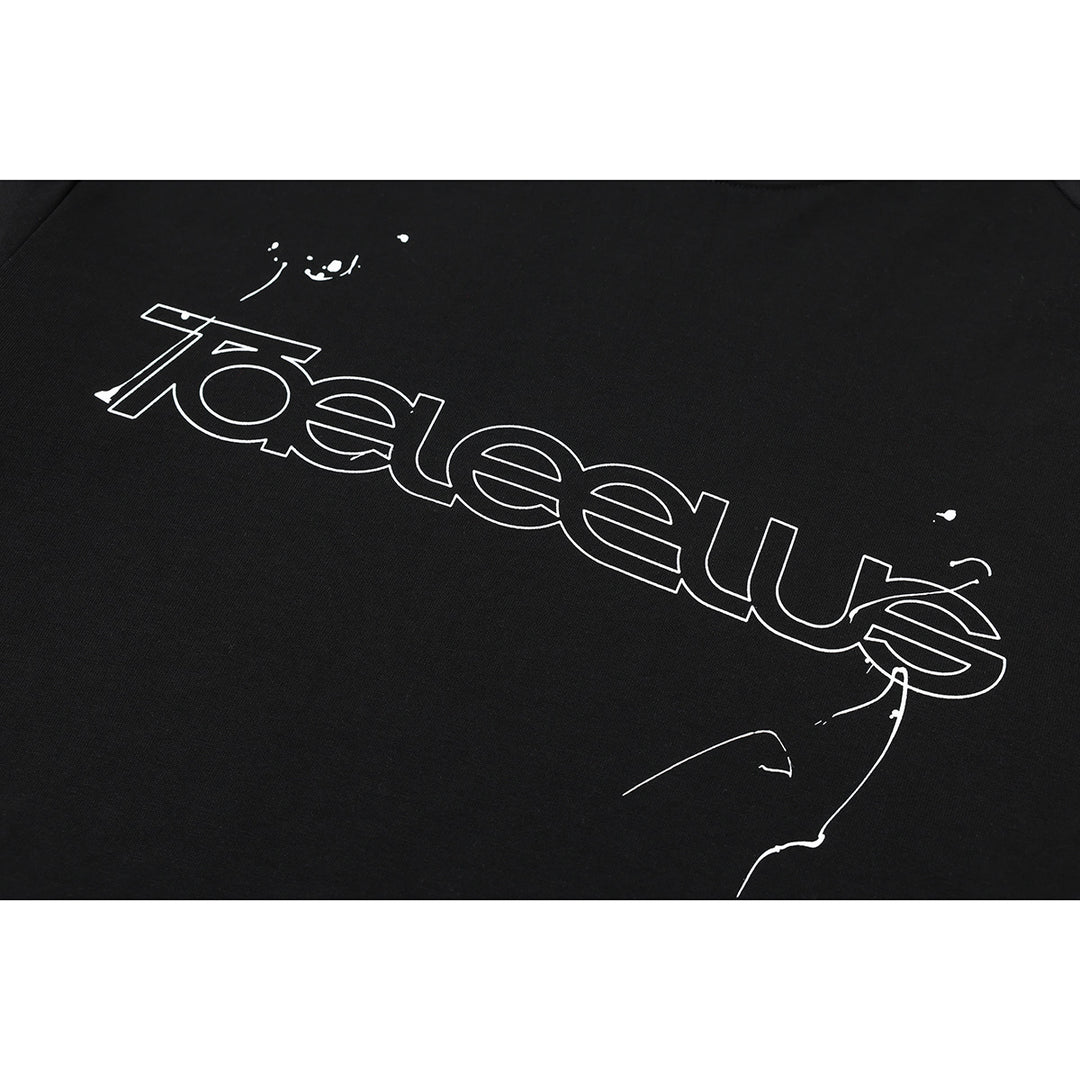 Unisex Lagen-Langarmshirt mit Halbarm-Overlay, gestreiften Einsatzärmeln und Ton-in-Ton-Logo Echoarchiv