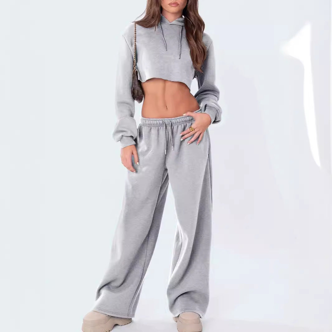 Damen relaxed-fit Wide‑Leg Sweatpants mit hohem Komfortbund Kordelzug und nahtverdeckten Eingrifftaschen – Avélisse
