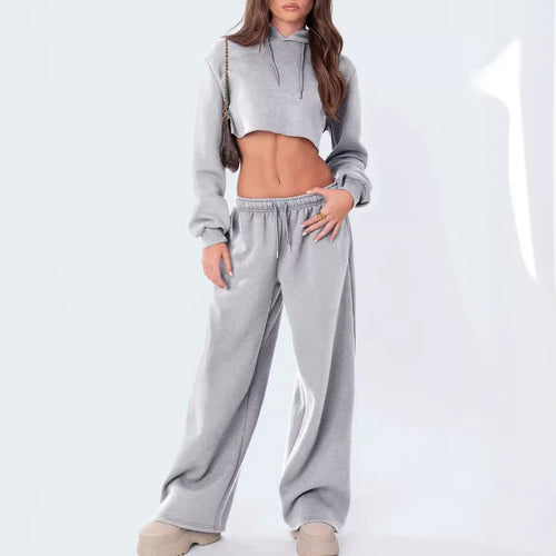 Damen relaxed-fit Wide‑Leg Sweatpants mit hohem Komfortbund Kordelzug und nahtverdeckten Eingrifftaschen – Avélisse