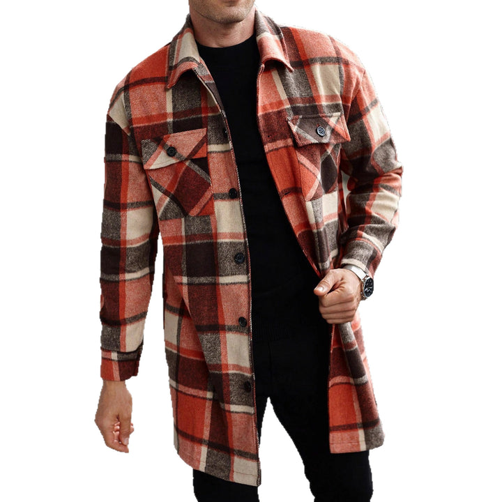 Herren nan kariertes Longline-Überhemd mit aufgesetzten Brusttaschen und Knopfleiste Echo Archiv