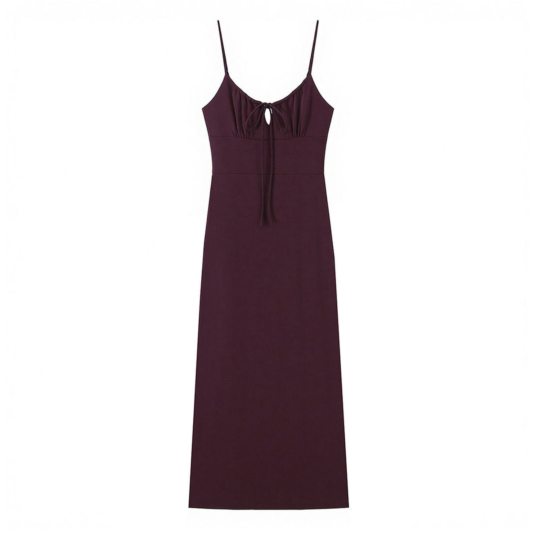Damen Maxi-Kleid mit tiefem V-Ausschnitt und schmeichelndem Knoten-Design Echo Archiv