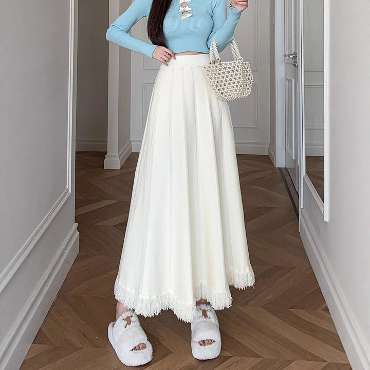 Damen Eleganter Maxirock mit Fransen Echo Archiv
