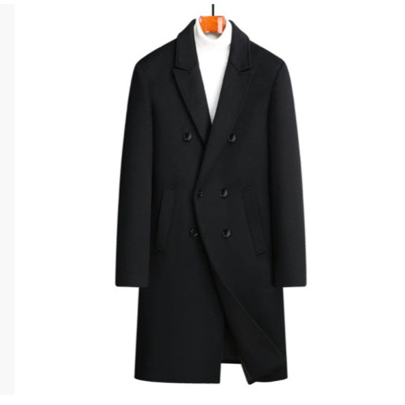 Herren eleganter Wollmantel mit doppelter Knopfleiste und dekorativem Revers Echoarchiv