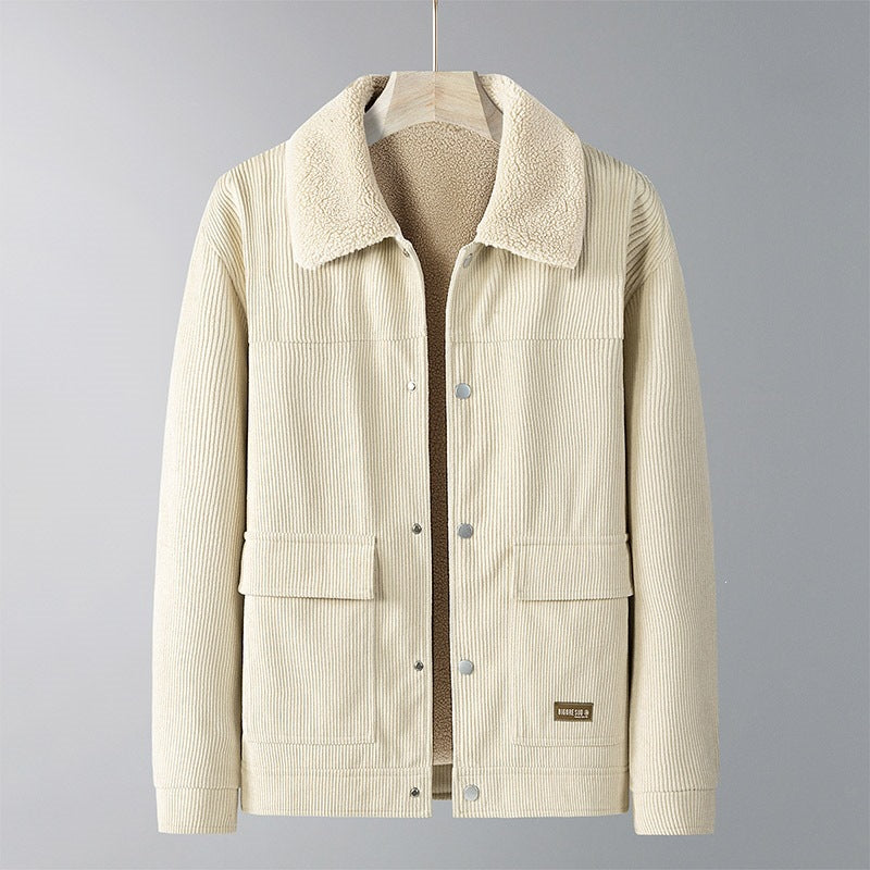 Herren Cordjacke mit Teddyfutter, Hemdkragen & Druckknopffront Echoarchiv