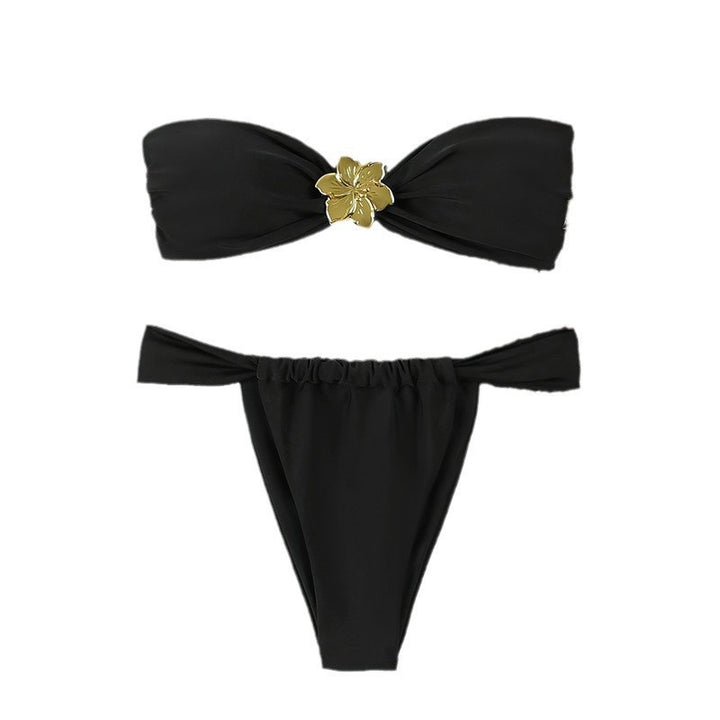 Damen Bandeau-Bikini mit schimmerndem Blumenakzent Echo Archiv
