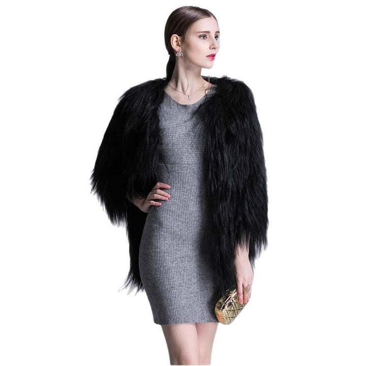 Damen Langfloriger Kunstpelz‑Mantel mit offener Front und eleganter Silhouette Echo Archiv
