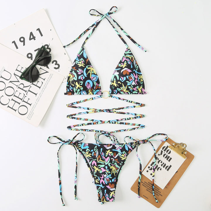 Damen Triangel-Bikini-Set mit verstellbaren Trägern und floralem Design Echo Archiv