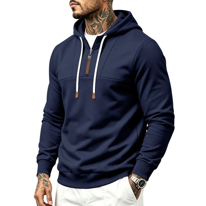 Herren Moderner Halbzip-Hoodie aus French Terry mit Zierriegel und Kordelzug Echoarchiv