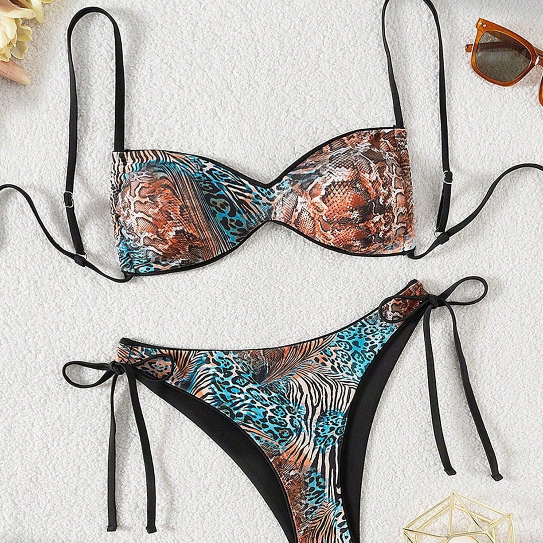 Damen Push-Up Bikini mit elegantem Animal-Print und verstellbaren Trägern Echo Archiv