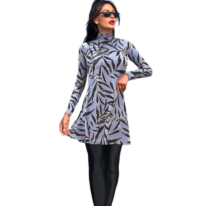 Damen modischer UV-Schutz-Schwimmanzug mit langem Arm und asymmetrischem Saum Echo Archiv
