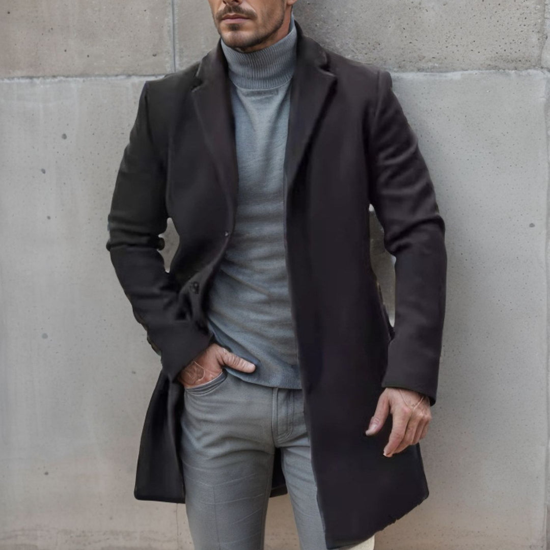 Herren eleganter langer Mantel aus hochwertigem Stoff Echoarchiv
