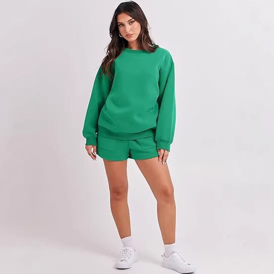 Damen Lässiges Sweatset mit Oversize‑Sweatshirt und hochgeschnittenen Shorts Echo Archiv