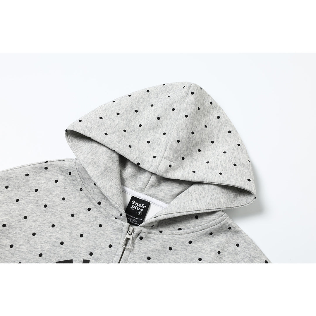 Damen Kapuzen-Sweatjacke mit durchgehendem Reißverschluss, Allover-Pünktchenmuster und mehrfacher Logogestaltung Echoarchiv