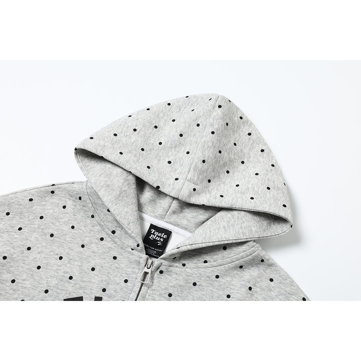 Damen Kapuzen-Sweatjacke mit durchgehendem Reißverschluss, Allover-Pünktchenmuster und mehrfacher Logogestaltung Echoarchiv