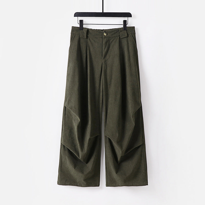 Damen Weite Cordhose mit hoher Taille, Bundfalten und Eingrifftaschen Echoarchiv