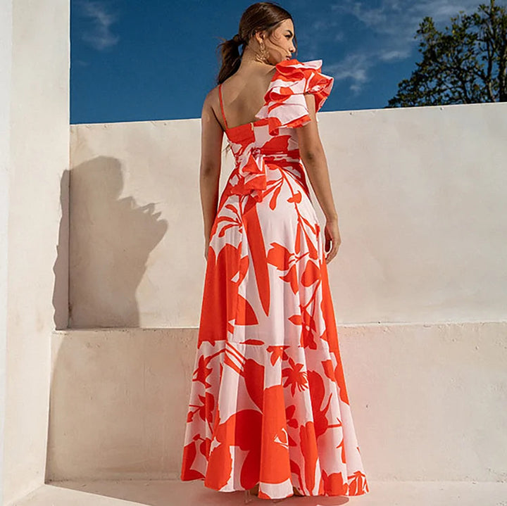 Damen Eleganter Einteiler Badeanzug mit voluminösen Rüschendetails Echo Archiv