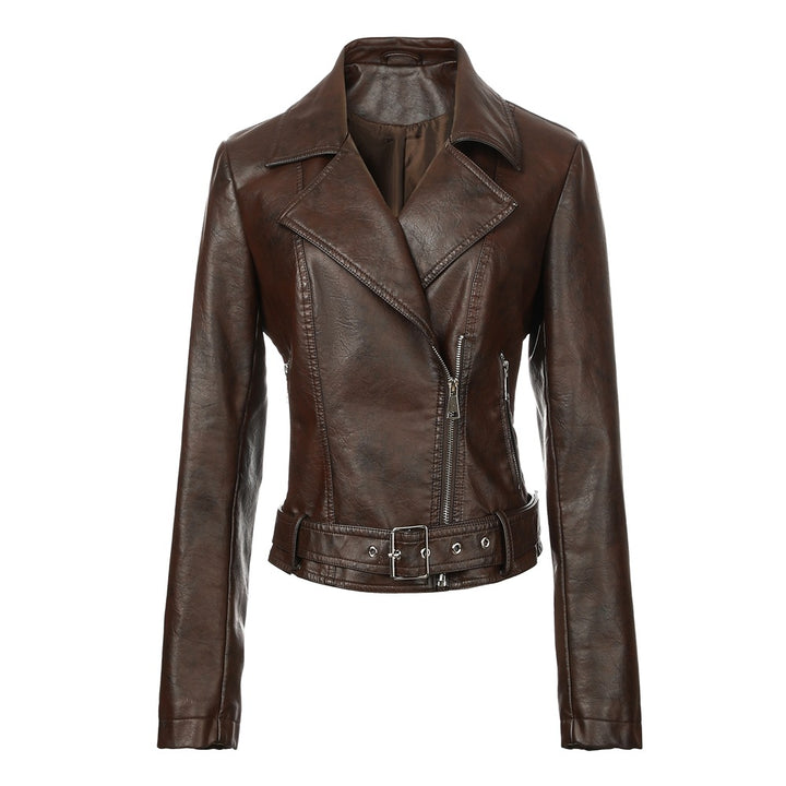 Damen Trendige Bikerjacke mit Taillengürtel Echo Archiv