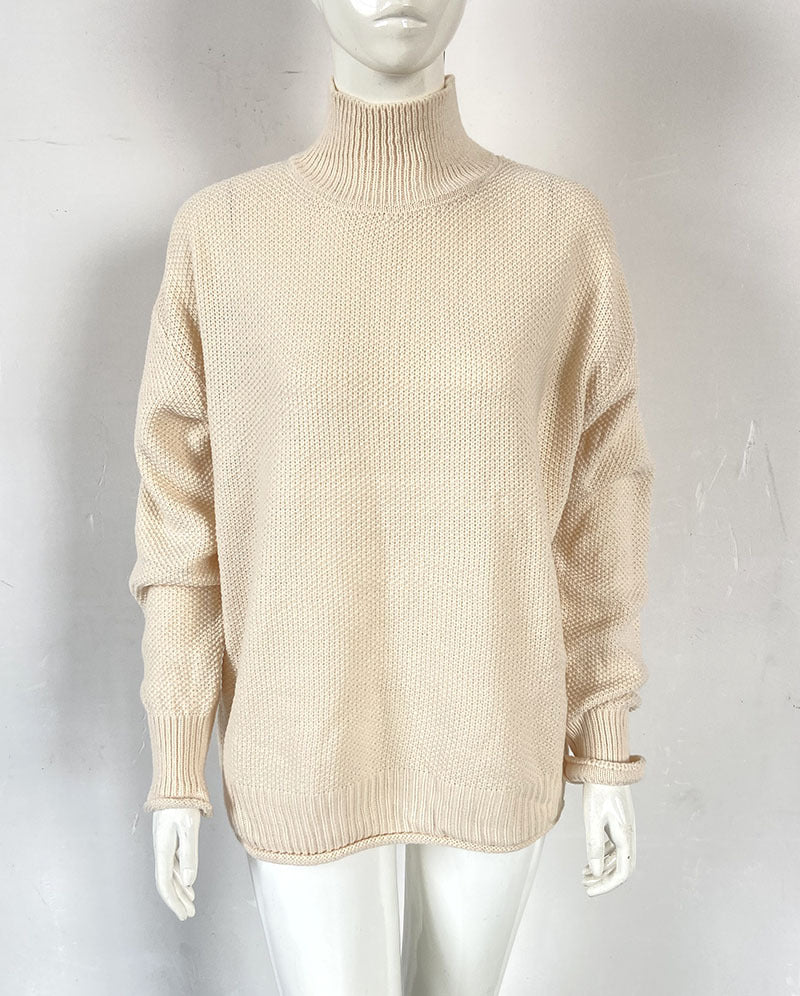 Damen Oversize Strickpullover mit hohem Rollkragen und strukturierter Maschenoptik Drune