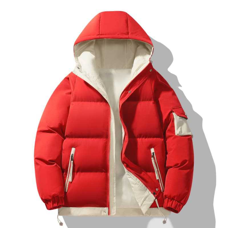 Herren urban gepolsterter Anorak mit Kapuze, kontrastierendem Futter und Mehrfachtaschen – Marzano