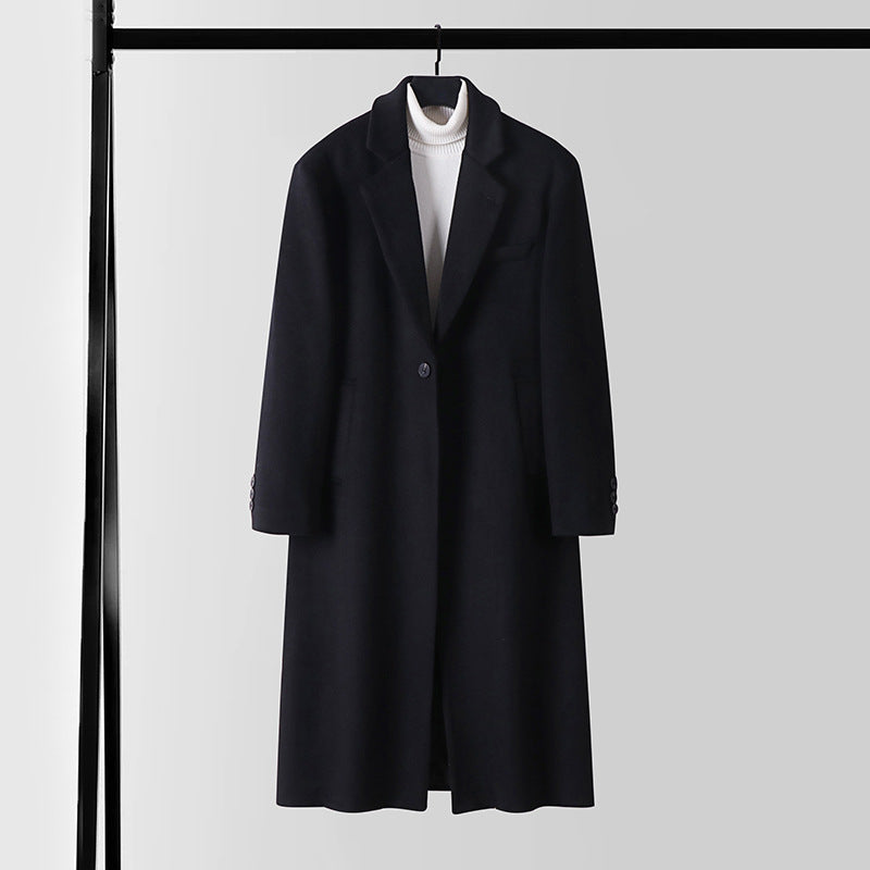 Herren Taillierter Wollmix-Longcoat mit Schalkragen und Ein-Knopf-Verschluss Echoarchiv