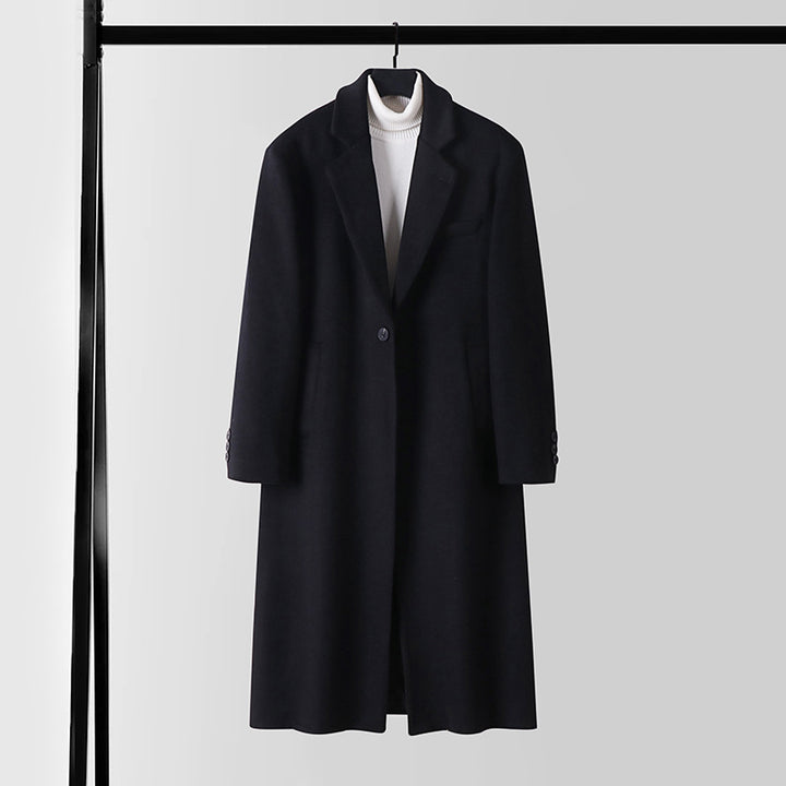 Herren Taillierter Wollmix-Longcoat mit Schalkragen und Ein-Knopf-Verschluss Echoarchiv