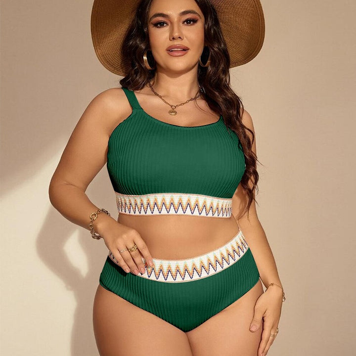 Damen Crop-Top Bikini-Set mit hohem Bund und dekorativem Muster Echo Archiv