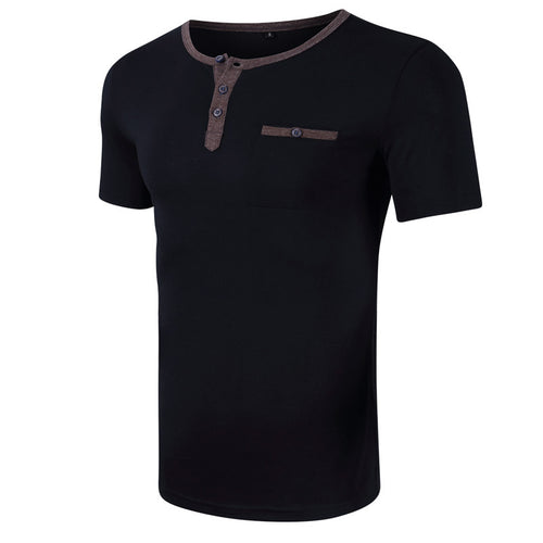 Herren Kurzarm-Henley Shirt mit strukturiertem Kragen Echoarchiv