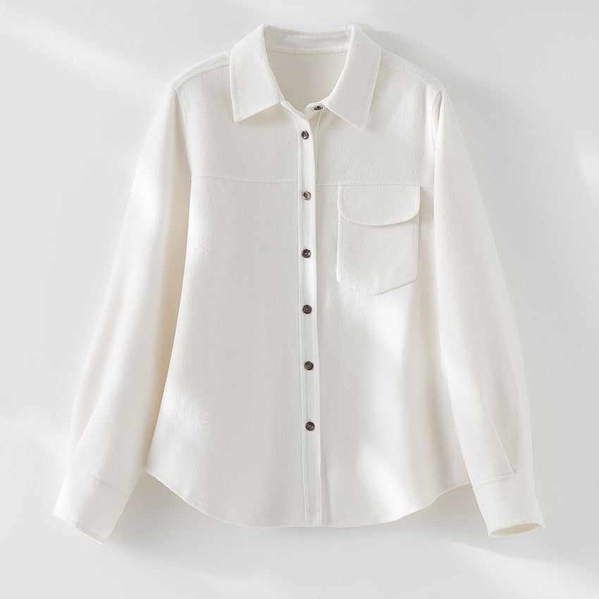 Damen Hemdbluse aus strukturierter Viskose mit Brusttasche und klassischem Kragen Echoarchiv