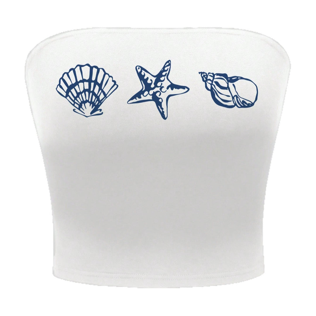 Damen Bandeau-Top im maritimen Design mit muschelförmigen Motiven Echo Archiv