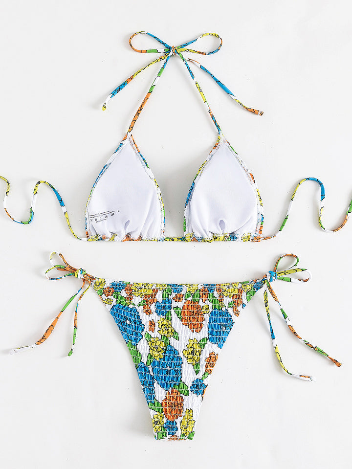 Damen Triangel-Bikini mit strukturierter Oberfläche und floralen Akzenten Echo Archiv