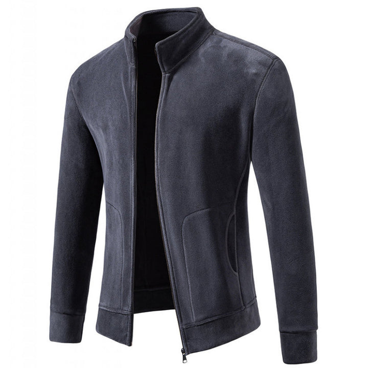 Herren Slim-Fit Fleecejacke mit Stehkragen, durchgehendem Reißverschluss und Eingrifftaschen Echo Archiv