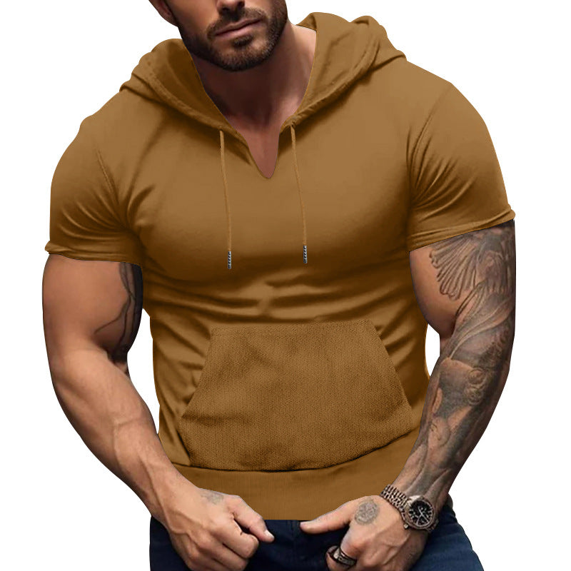Herren Kurzarm Hoodie mit praktischer Kängurutasche und atmungsaktivem Stoff Echoarchiv