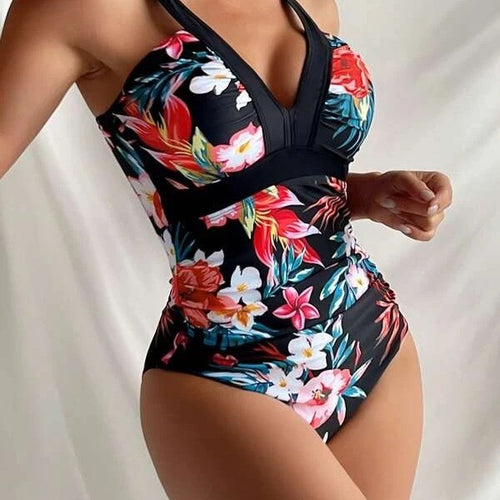 Damen Einteiliger Badeanzug mit anspruchsvollem Floral-Design Echo Archiv