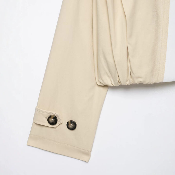 Damen Kurzer Doppelreihiger Trenchblouson mit Stehkragen, Epauletten und elastischem Saum Echo Archiv