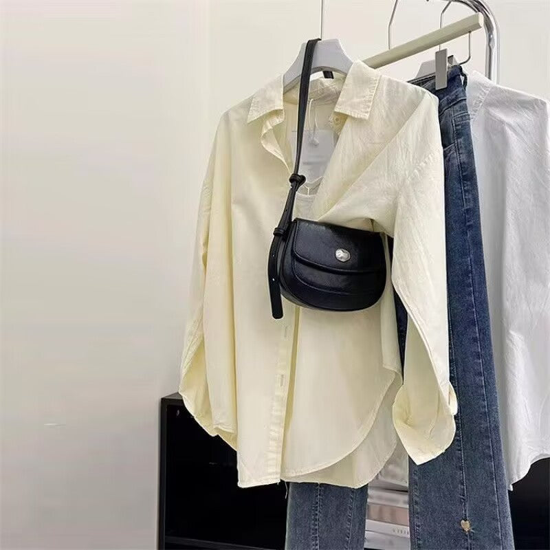 Damen nan leichte weit geschnittene Hemdbluse aus Baumwollmischung mit klassischem Kragen Echo Archiv