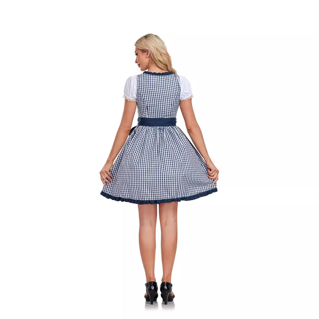 Damen nan kurzes Dirndl Trachtenkleid mit Schnürung Puffärmeln und Schürze Echo Archiv