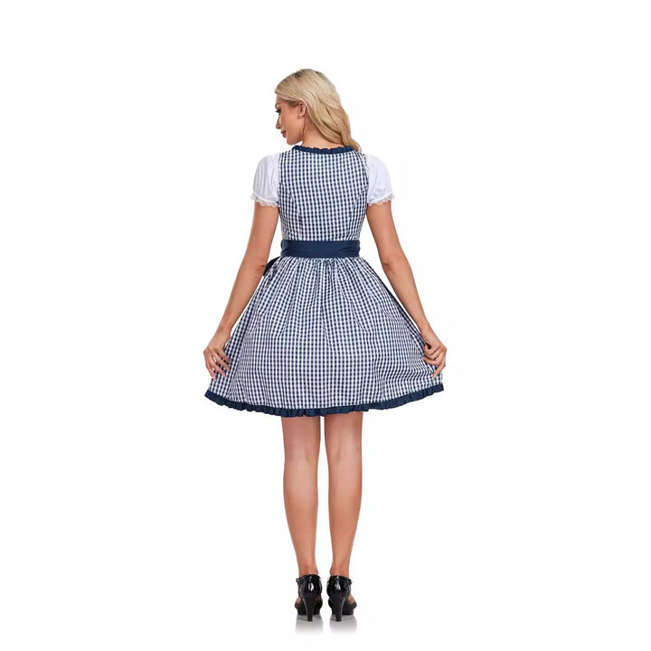 Damen nan kurzes Dirndl Trachtenkleid mit Schnürung Puffärmeln und Schürze Echo Archiv