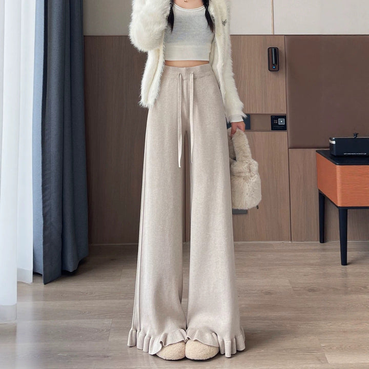 Damen Elegante, weiche Lounge-Hose mit Rüschenabschluss Echo Archiv