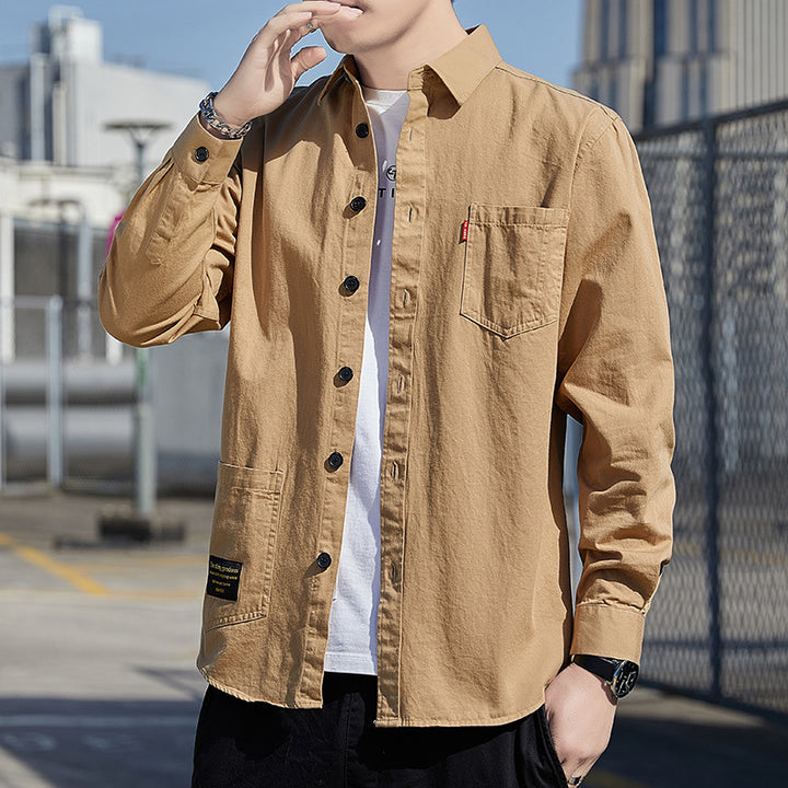 Herren vielseitige Langarmhemdjacke mit praktischen Taschen Echoarchiv