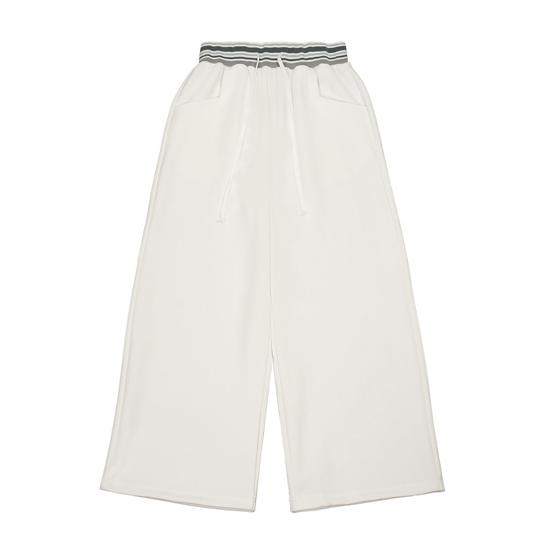 Damen Weite Culotte-Sweathose mit hohem Bund und gestreiftem Rippbündchen Echo Archiv