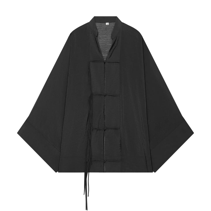 Damen Kimono-Capejacke mit Chinaknopfverschluss und langen Quasten Echo Archiv