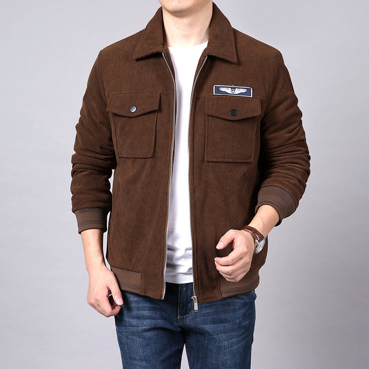 Herren Cordjacke im Trucker-Bomber-Mix mit Brustklappentaschen – Taviero